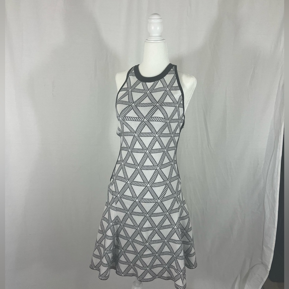 A-line form fitting sweater dress.